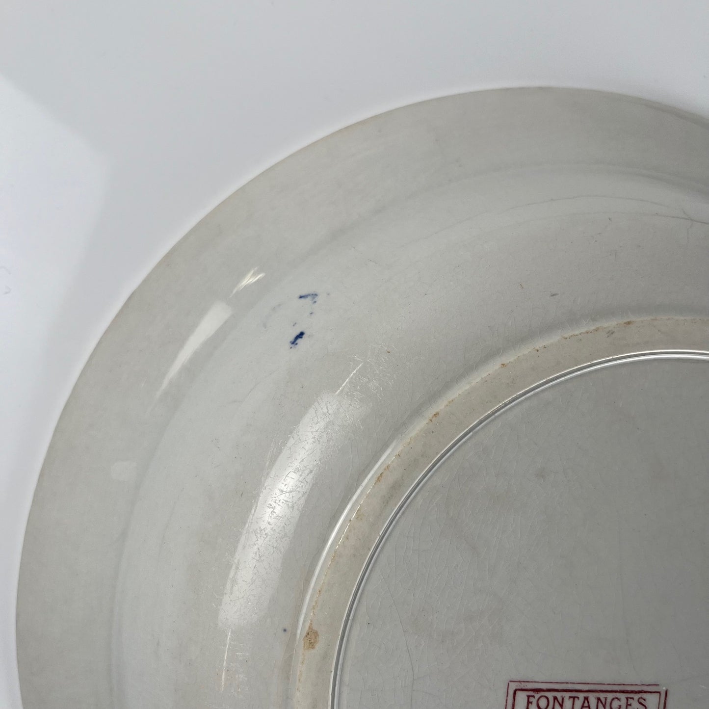 Grand plat creux "Fontange", Sarreguemines,terre de fer, XIX-XXe