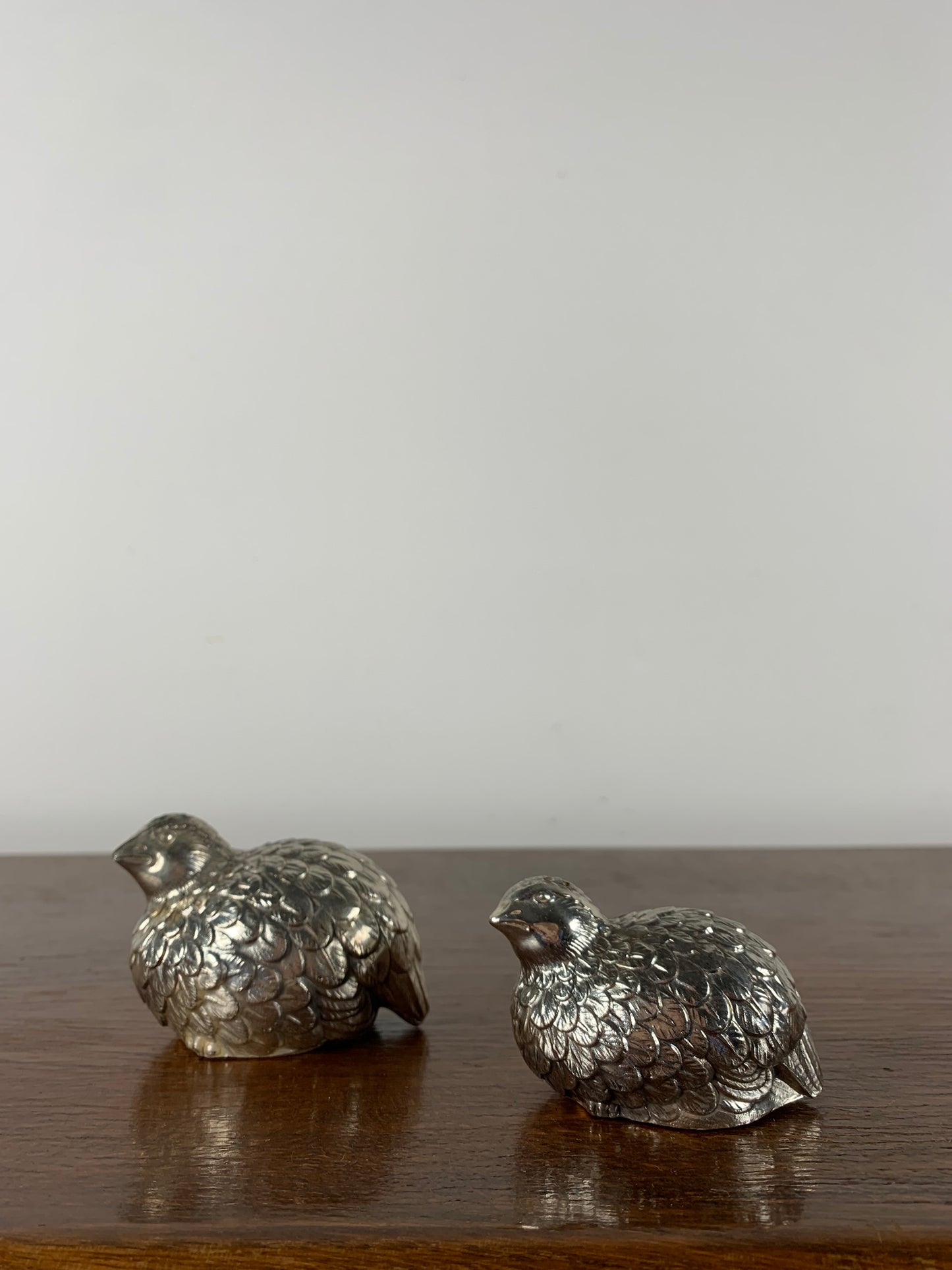 Quail salt & pepper shakers, in the style of Gucci, 1970