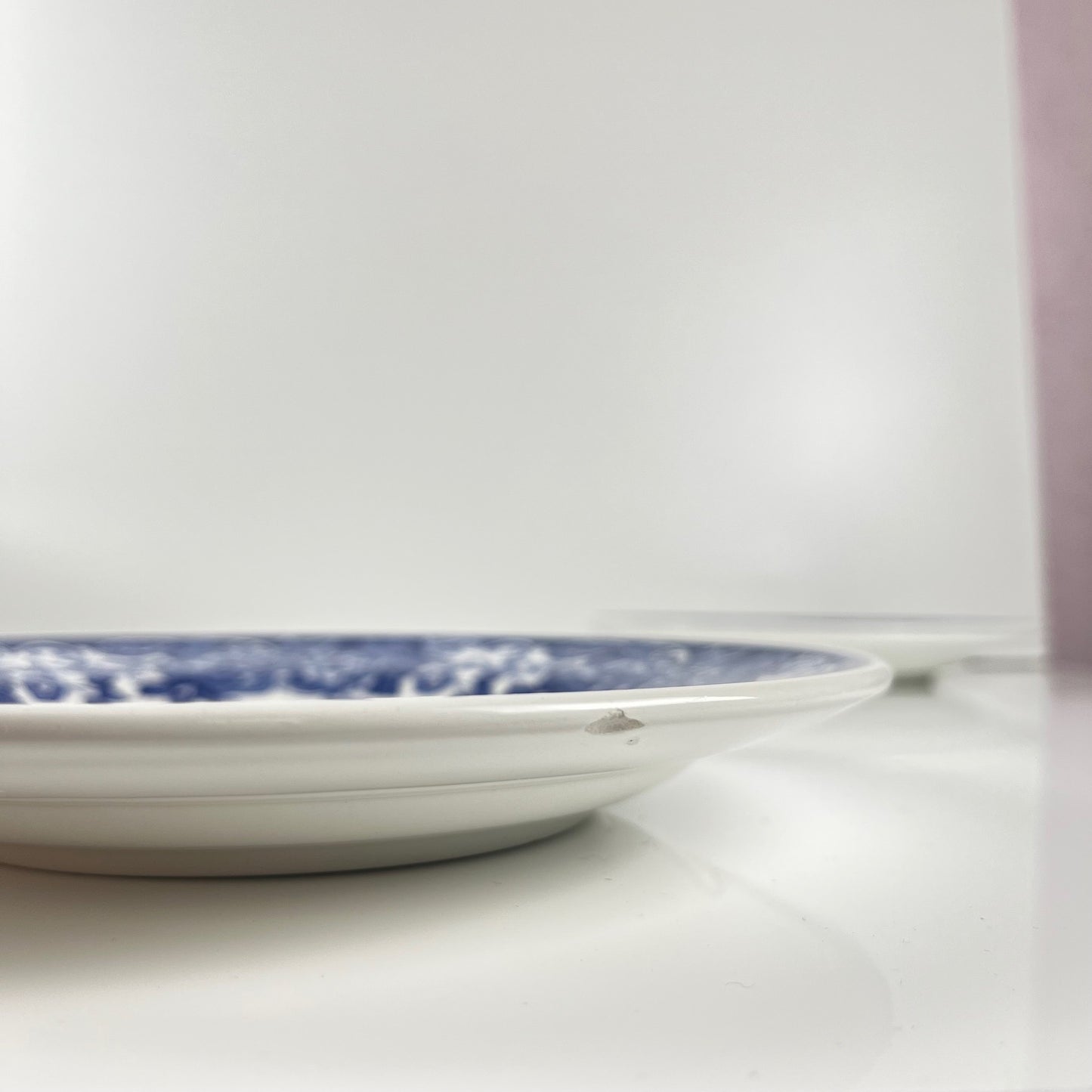 Set of 10 blue earthenware dessert plates with floral and bird decoration, early 20th century