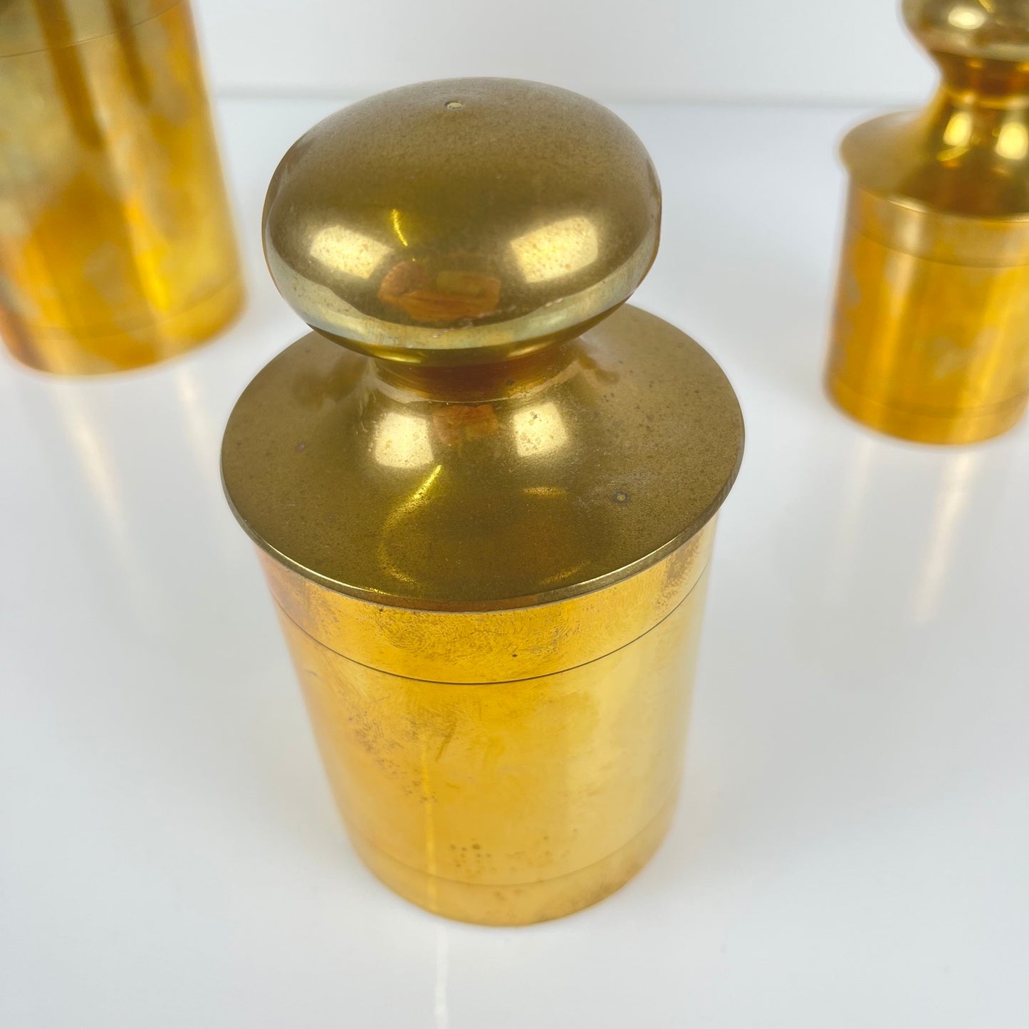 Set of 3 vintage gilt brass boxes, 1960s-1970s