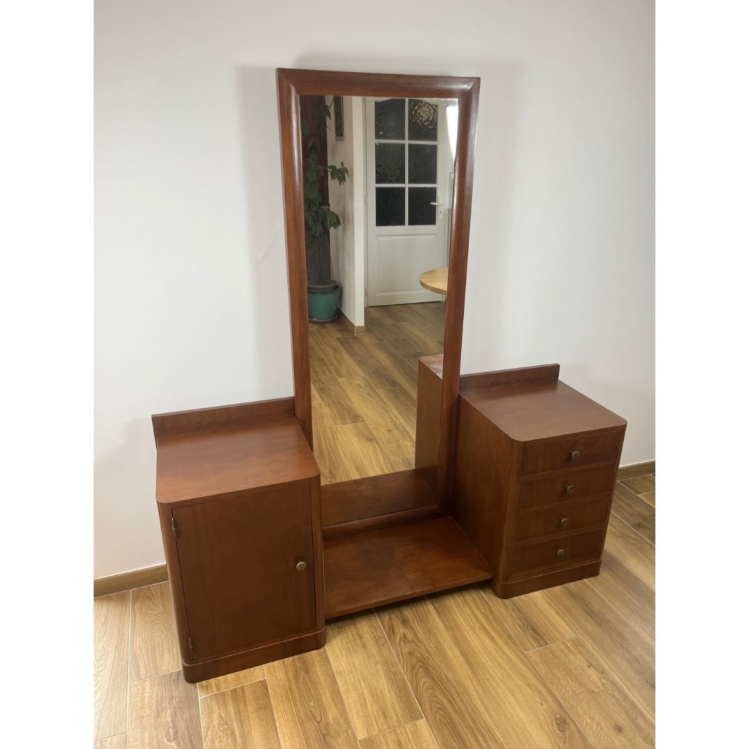 Coiffeuse - Meuble d'entrée en placage noyer, 1940