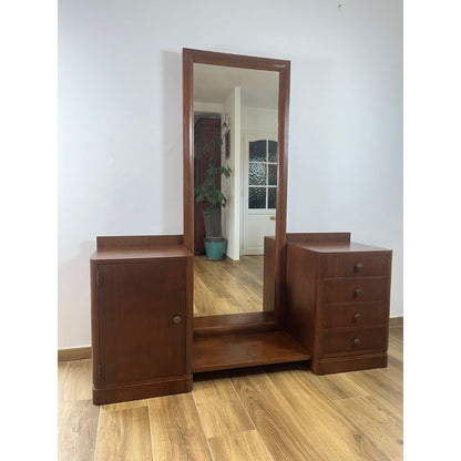 Coiffeuse - Meuble d'entrée en placage noyer, 1940