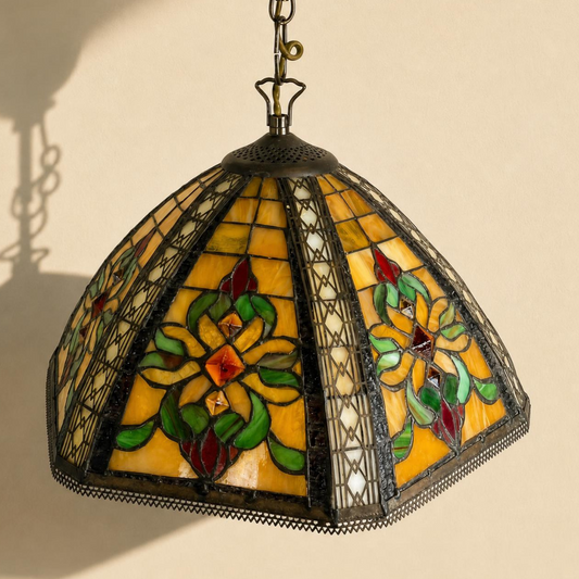 Suspension style Tiffany en vitrail – diamètre 40 cm
