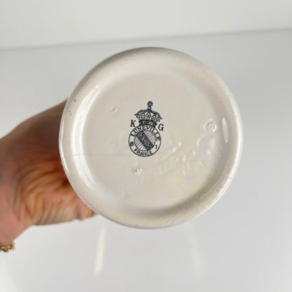 "Mirabelle" bottle, "Réverbère" model by KG Lunéville, tulip and rose pattern.