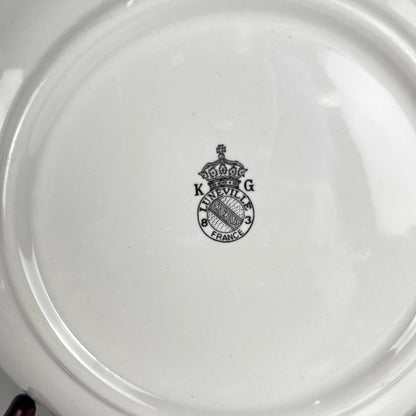 Set of 6 deep plates, "Réverbère" model by KG Lunéville, tulip and rose pattern.