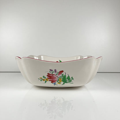 Square salad bowl, Réverbère model by KG Lunéville, rose pattern