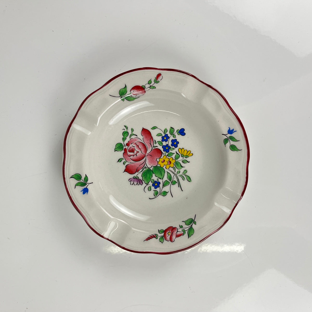 Ashtray, Réverbère model by KG Lunéville, rose pattern