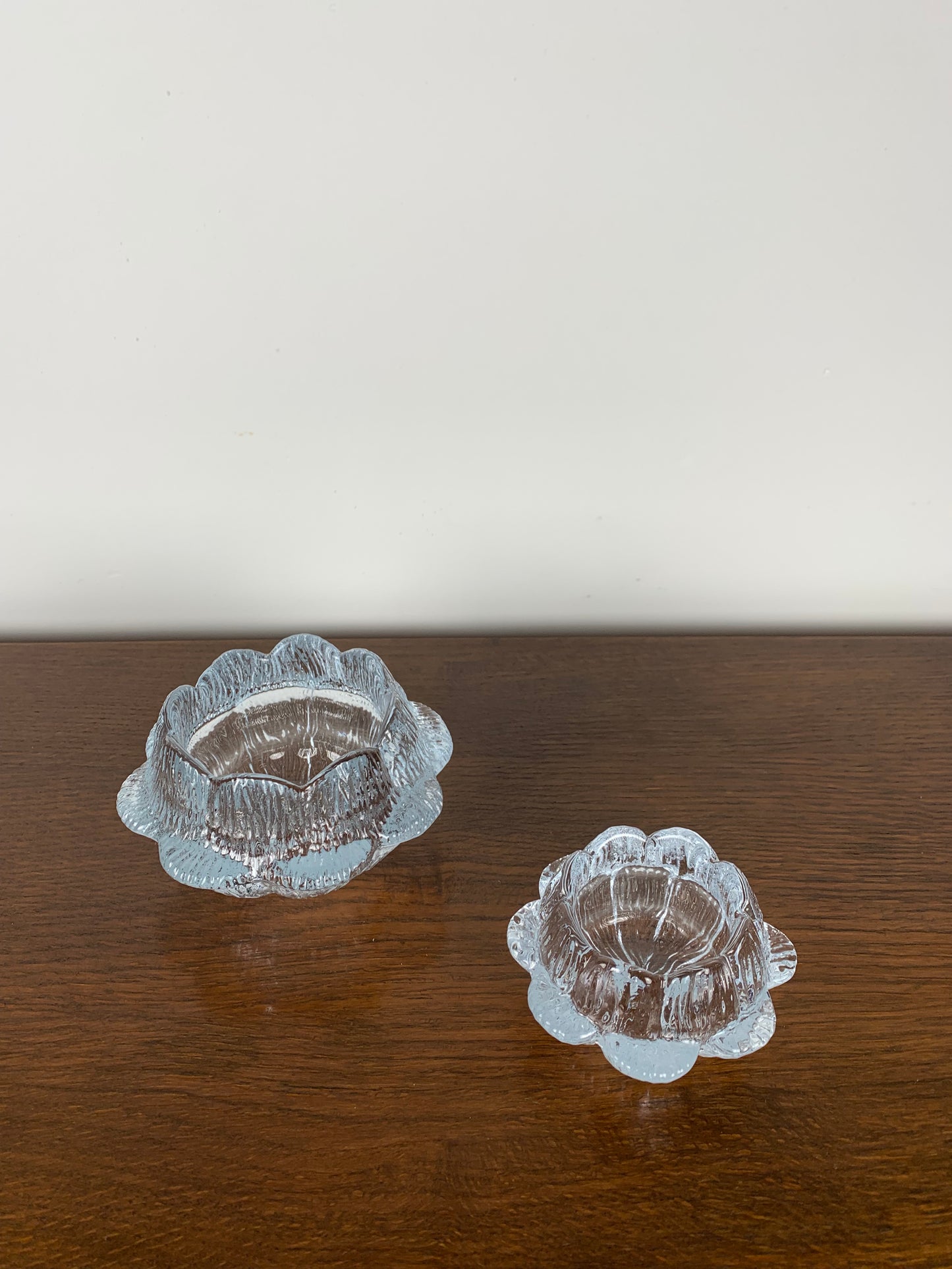 Duo de bougeoir en verre "Lotus" par Holmegaard, Danmark, 1970