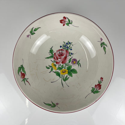 Large round salad bowl, Réverbère pattern by KG Lunéville, rose design