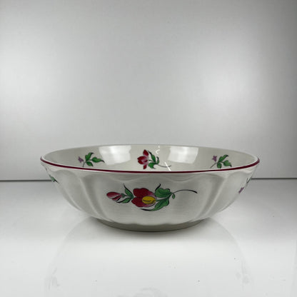 Large round salad bowl, Réverbère pattern by KG Lunéville, rose design