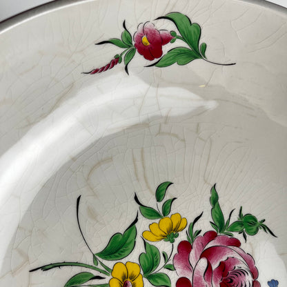 Large round salad bowl, Réverbère pattern by KG Lunéville, rose design