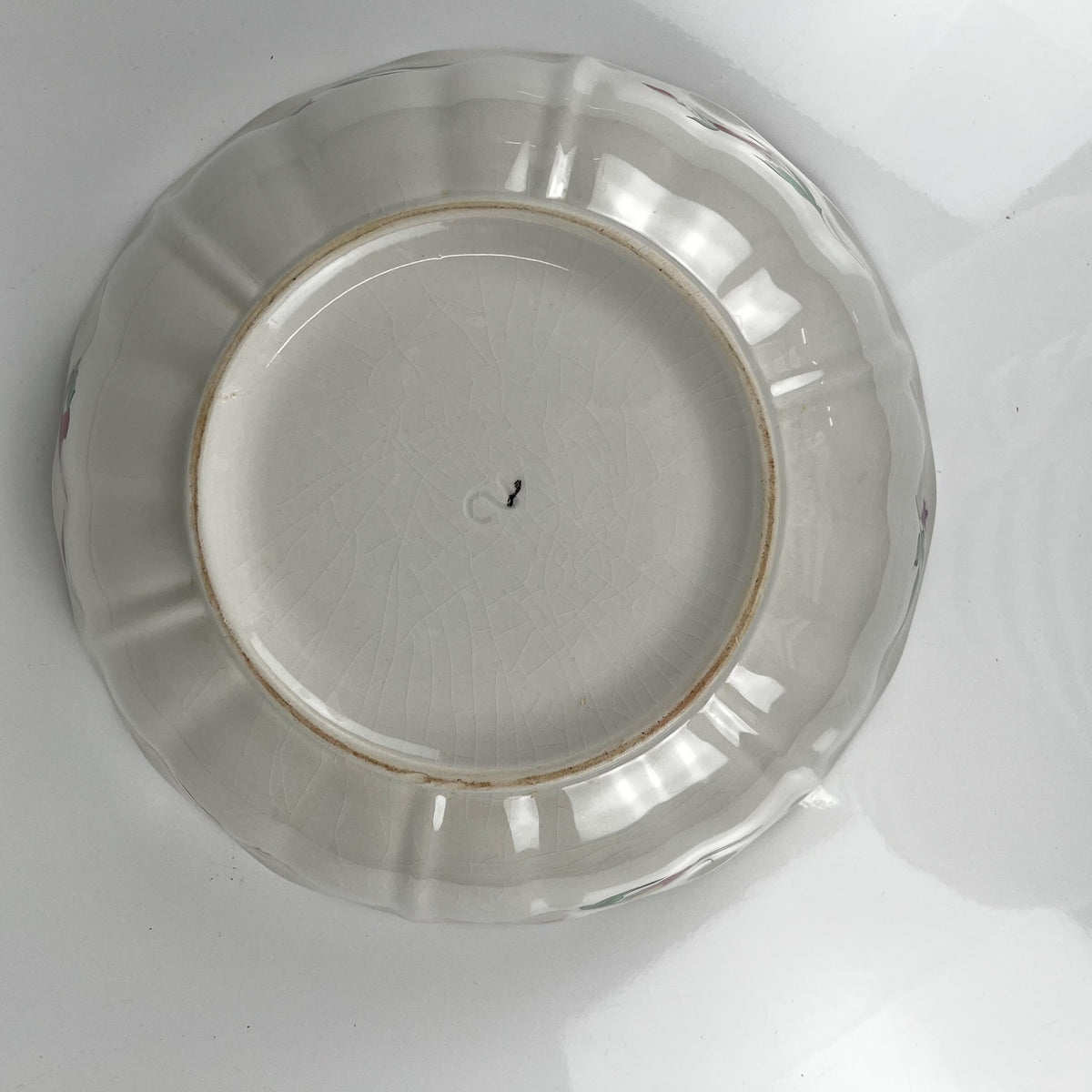 Large round salad bowl, Réverbère pattern by KG Lunéville, rose design