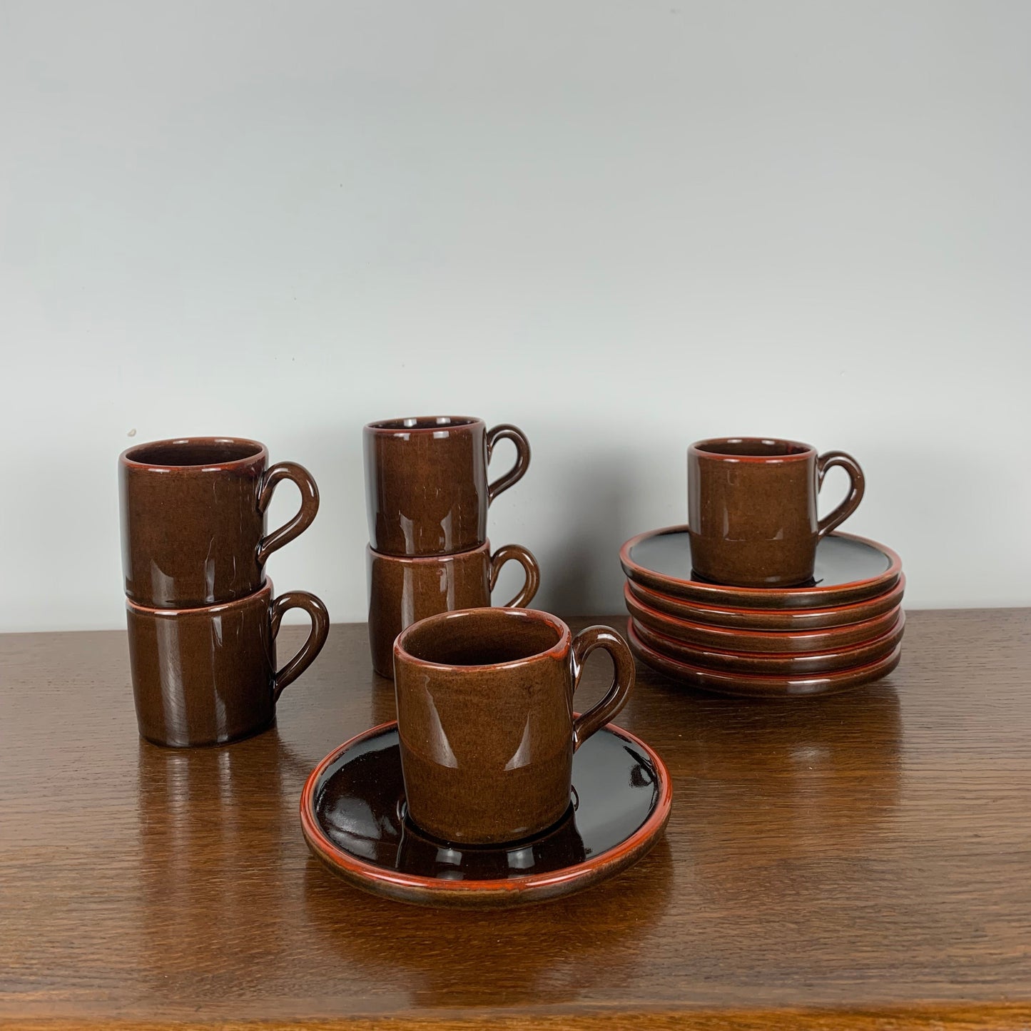 6 coffee cups with saucers, Toreboda Sweden, 1960