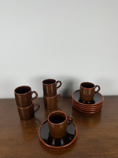 6 coffee cups with saucers, Toreboda Sweden, 1960