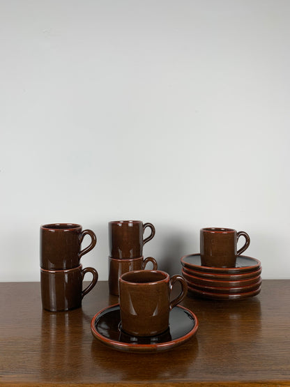 6 coffee cups with saucers, Toreboda Sweden, 1960