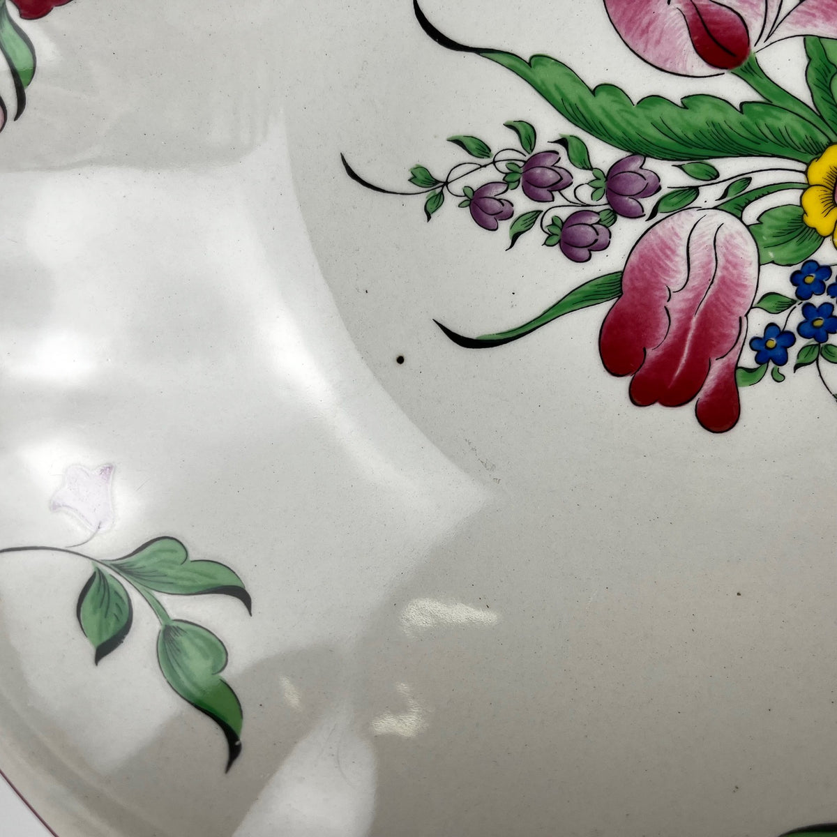 Salad bowl MM, Réverbère pattern by KG Lunéville, tulip design