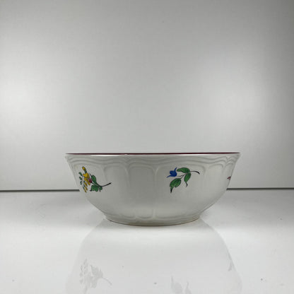 Saladier PM, Modèle Réverbère par KG Lunéville, motif rose, exterieur travaillé