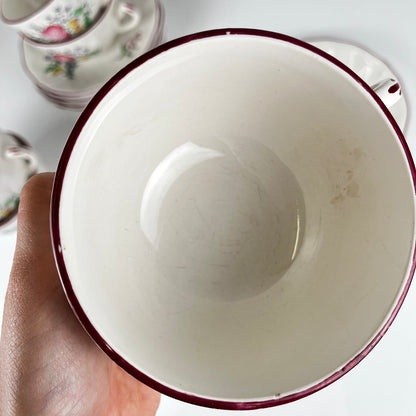 Lot de 5 grandes tasses avec soucoupes,  modèle Réverbère par KG Lunéville