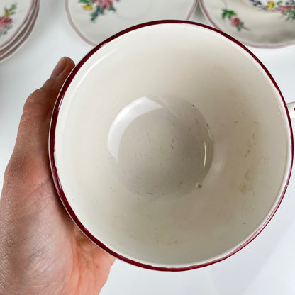Lot de 5 grandes tasses avec soucoupes,  modèle Réverbère par KG Lunéville