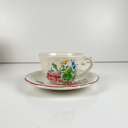 Set of 6 coffee cups with saucers, "Réverbère" pattern by KG Lunéville
