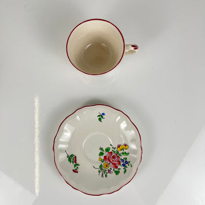 Set of 6 coffee cups with saucers, "Réverbère" pattern by KG Lunéville