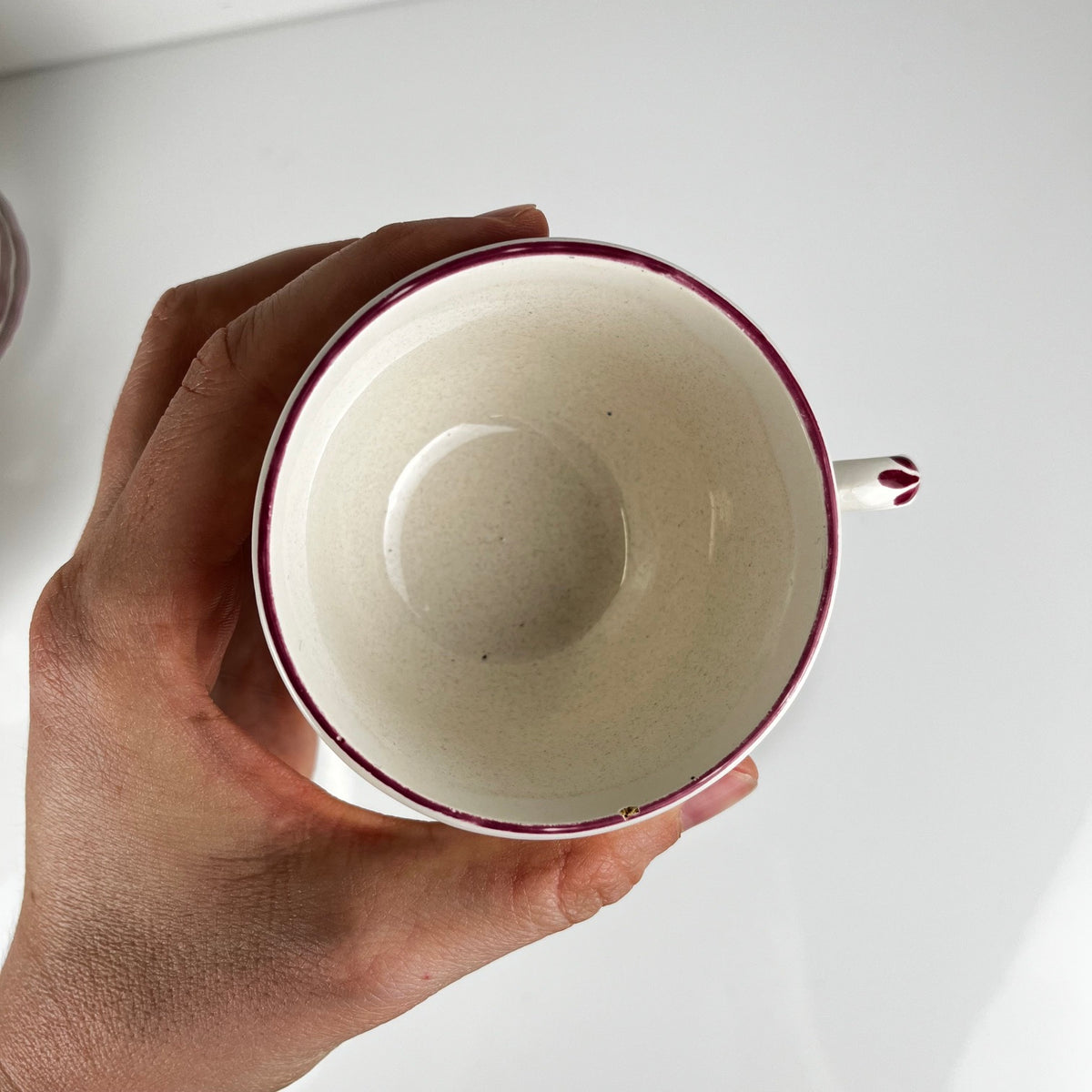Set of 6 coffee cups with saucers, "Réverbère" pattern by KG Lunéville