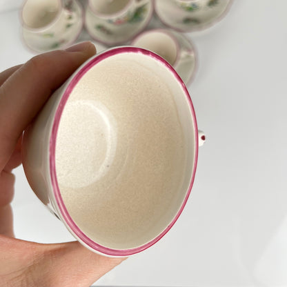 Set of 6 coffee cups with saucers, "Réverbère" pattern by KG Lunéville
