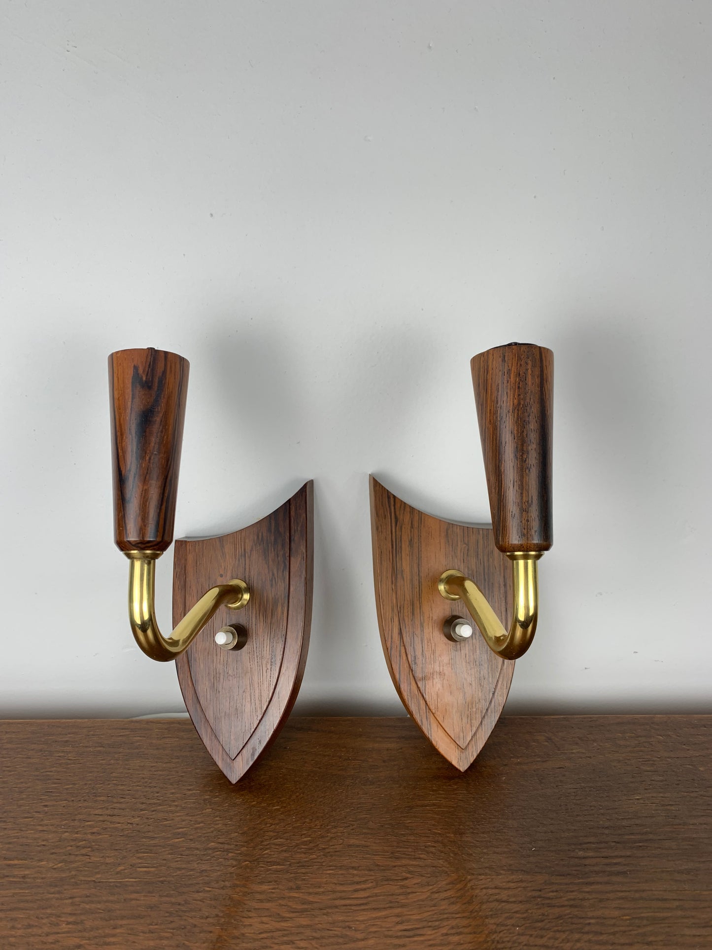 Pair of rosewood wall lamp, Denmark, 1960