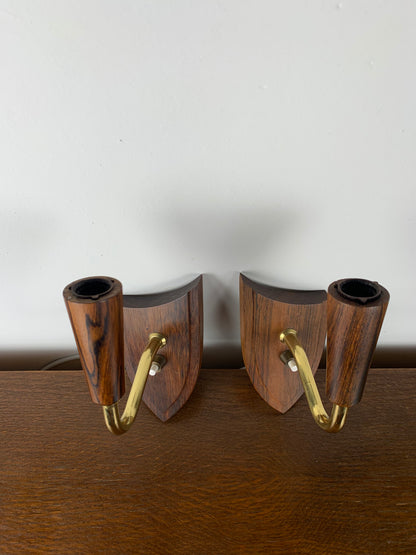 Pair of rosewood wall lamp, Denmark, 1960