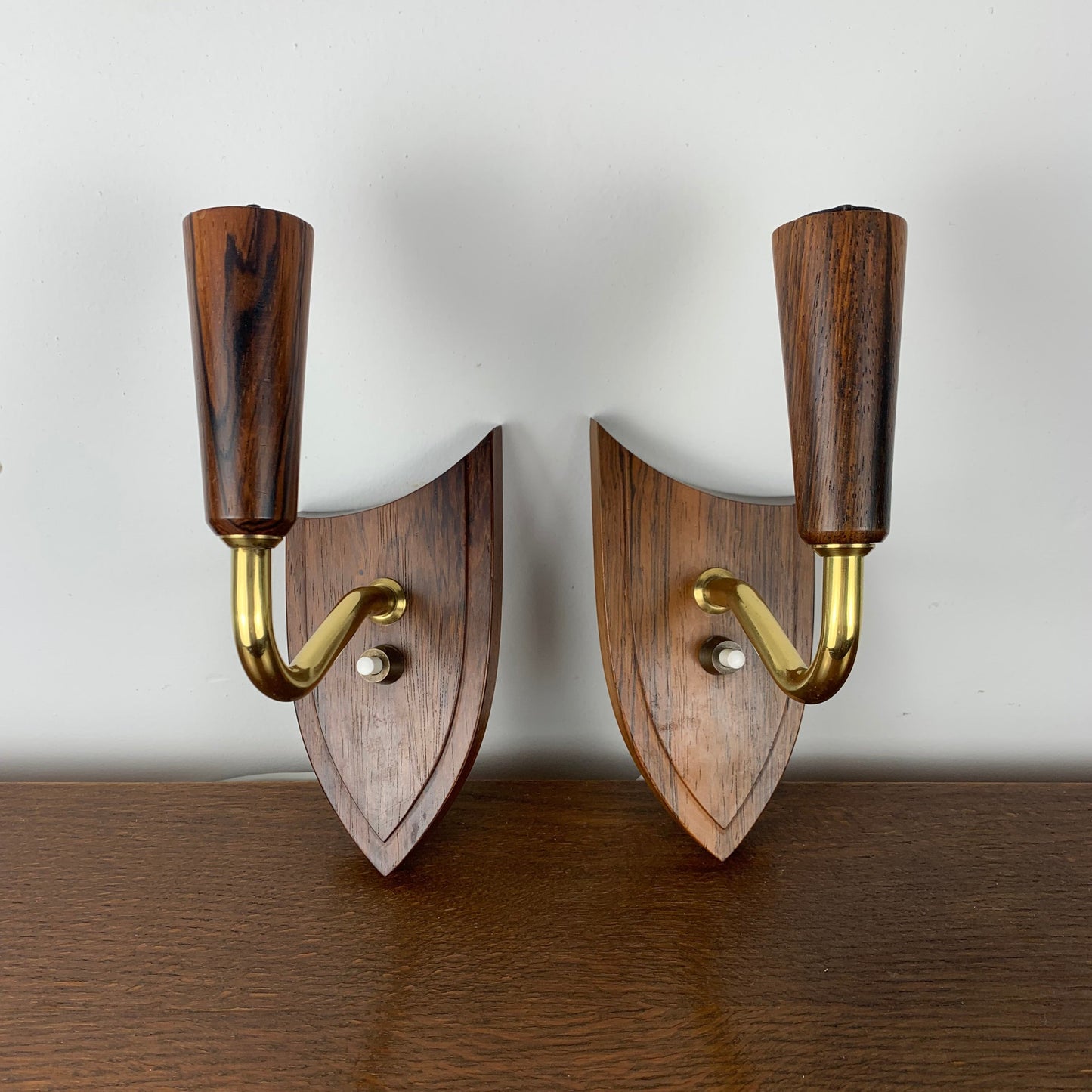 Pair of rosewood wall lamp, Denmark, 1960