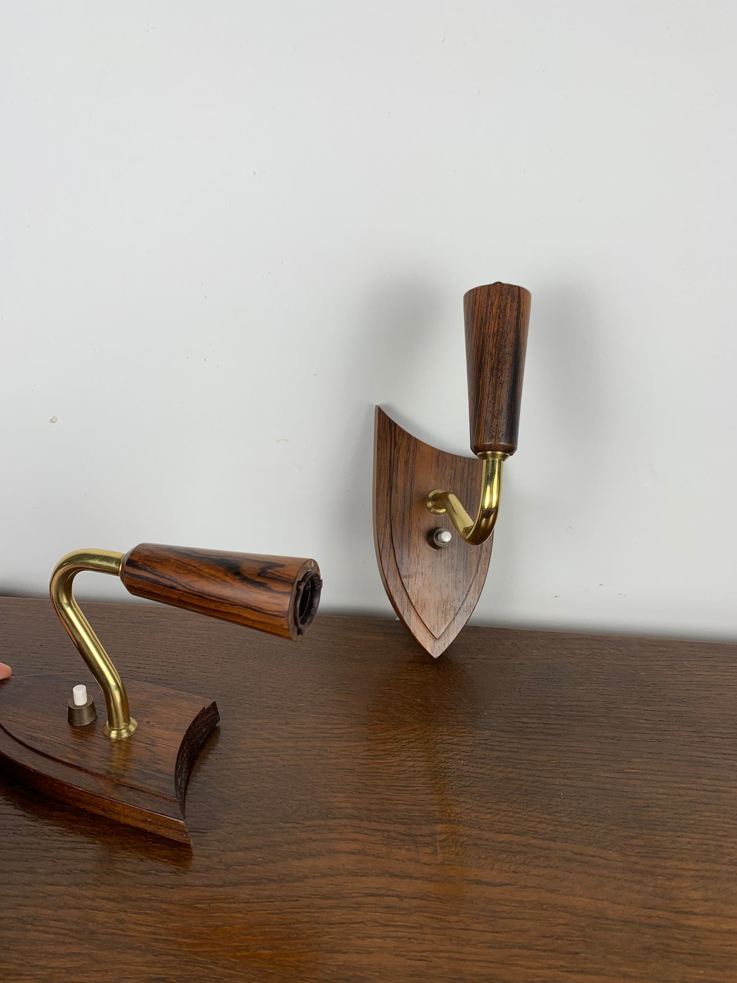 Pair of rosewood wall lamp, Denmark, 1960