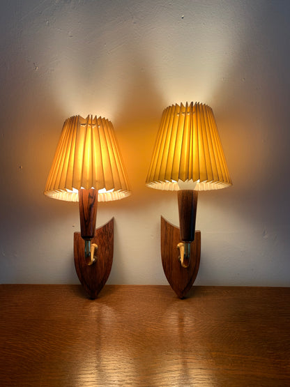 Pair of rosewood wall lamp, Denmark, 1960