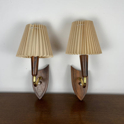 Pair of rosewood wall lamp, Denmark, 1960