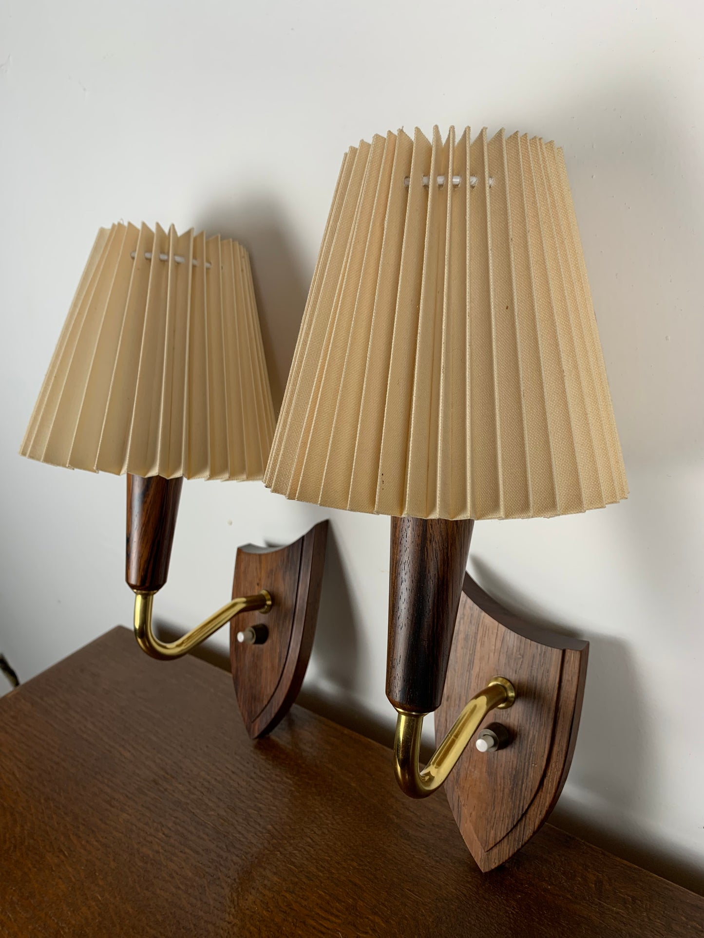 Pair of rosewood wall lamp, Denmark, 1960