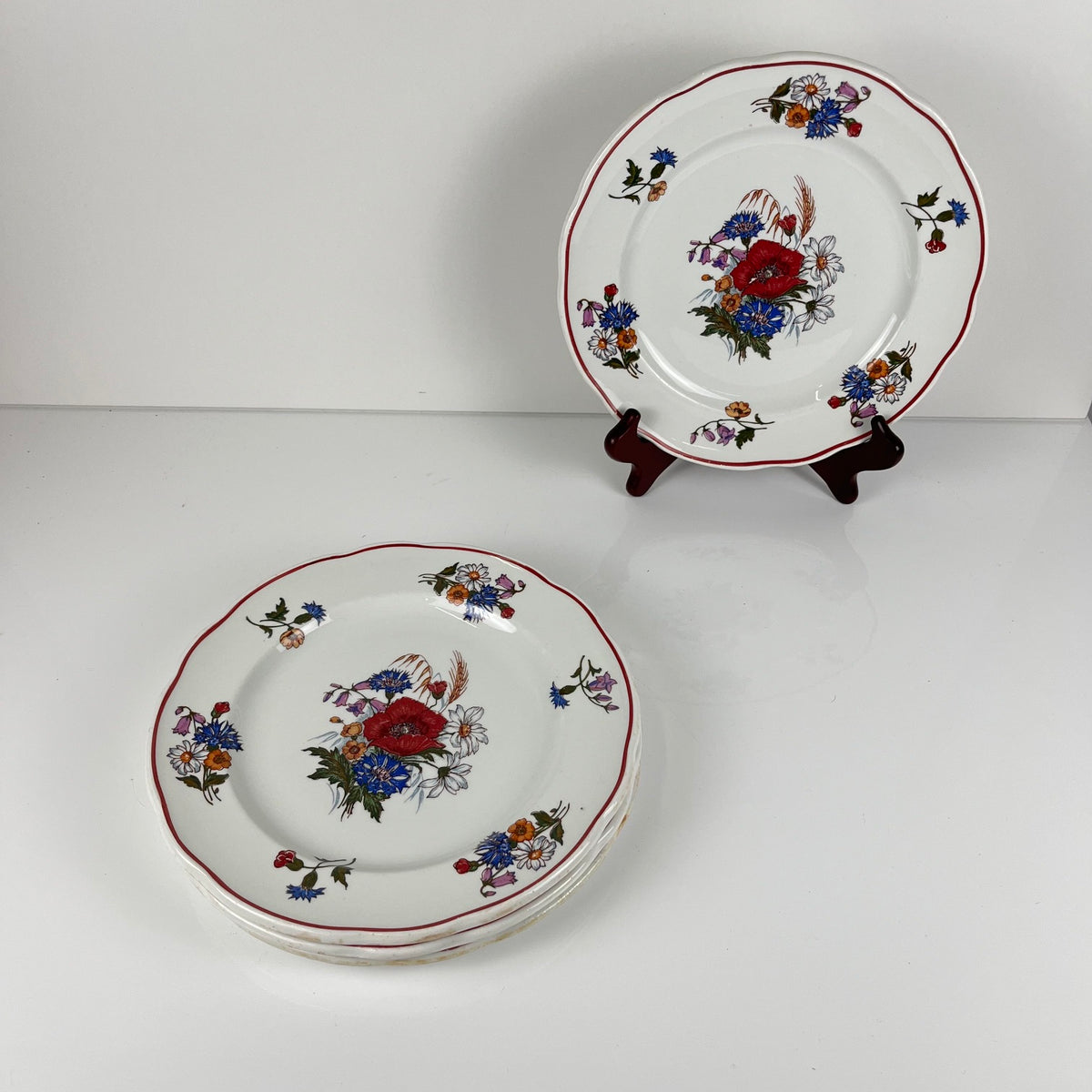 Set of 4 "Agreste" dinner plates, Sarreguemines, late 20th century, Pyroblan