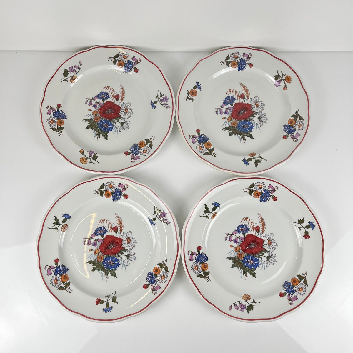 Set of 4 "Agreste" dinner plates, Sarreguemines, late 20th century, Pyroblan