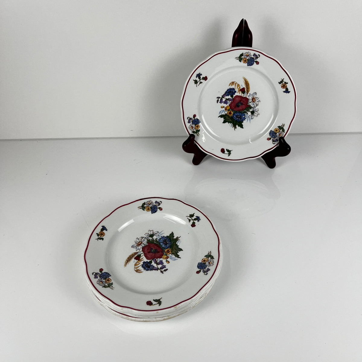 Set de 4 assiettes à dessert "Agreste", Sarreguemines, fin XXe, Pyroblan