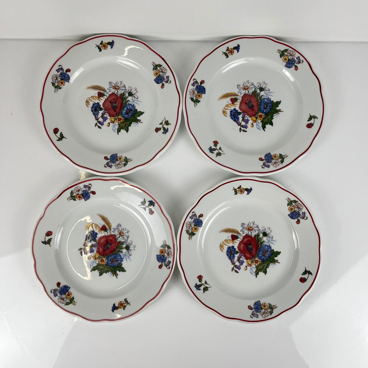 Set de 4 assiettes à dessert "Agreste", Sarreguemines, fin XXe, Pyroblan
