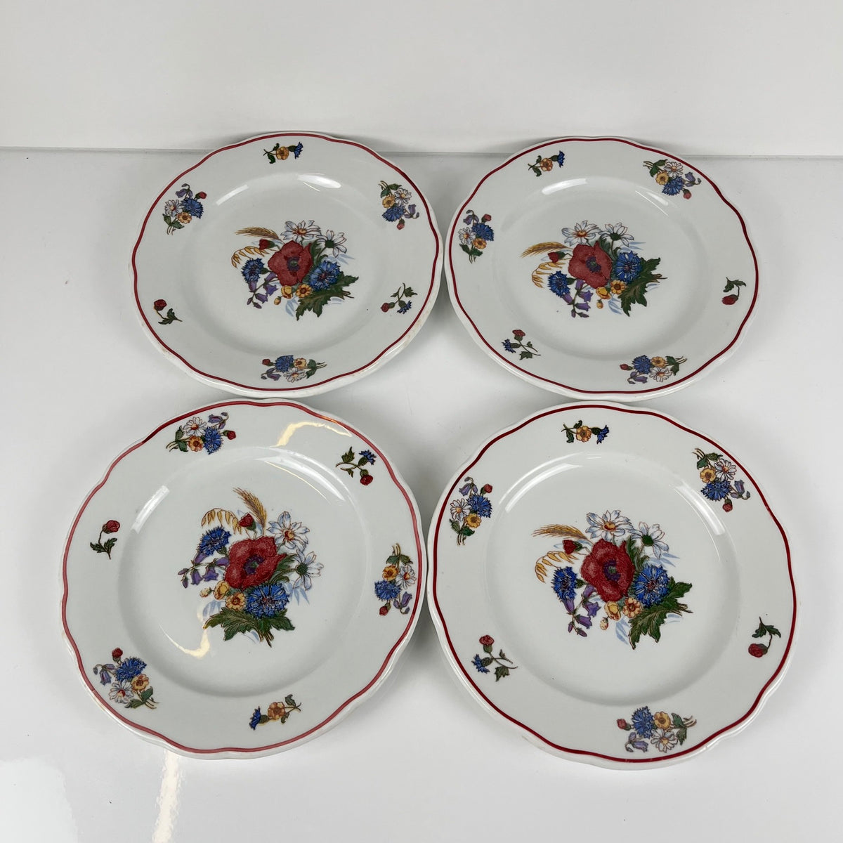Set de 4 assiettes à dessert "Agreste", Sarreguemines, fin XXe, Pyroblan