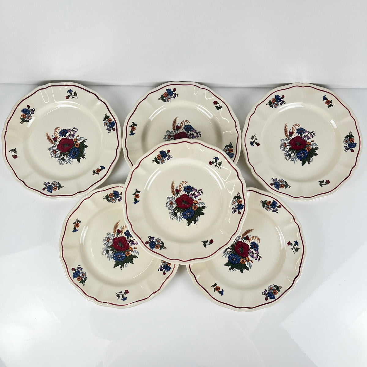 Set of 6 "Agreste" dessert plates, Sarreguemines, 20th century.
