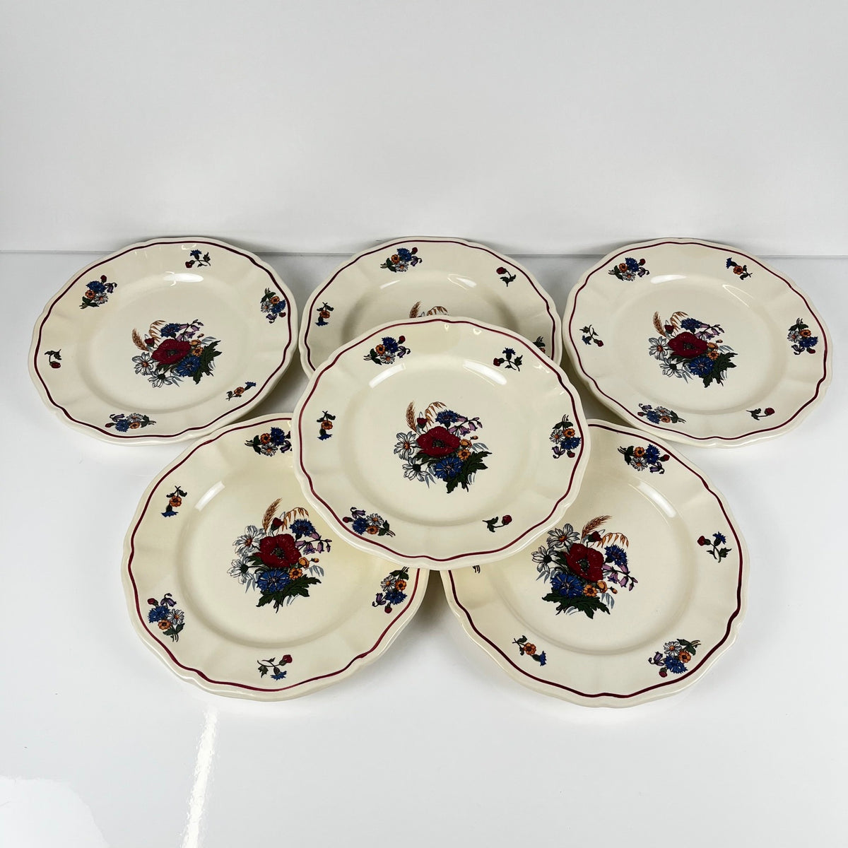 Set of 6 "Agreste" dessert plates, Sarreguemines, 20th century.
