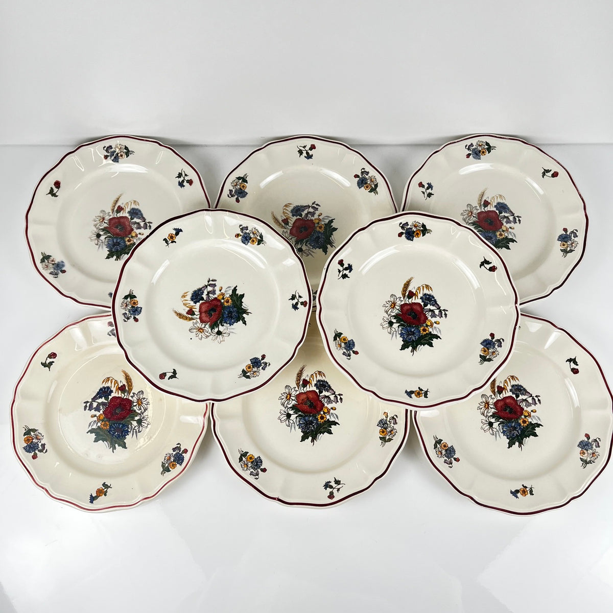 Lot de 8 assiettes à dessert "Agreste" Sarreguemines, XXe s.