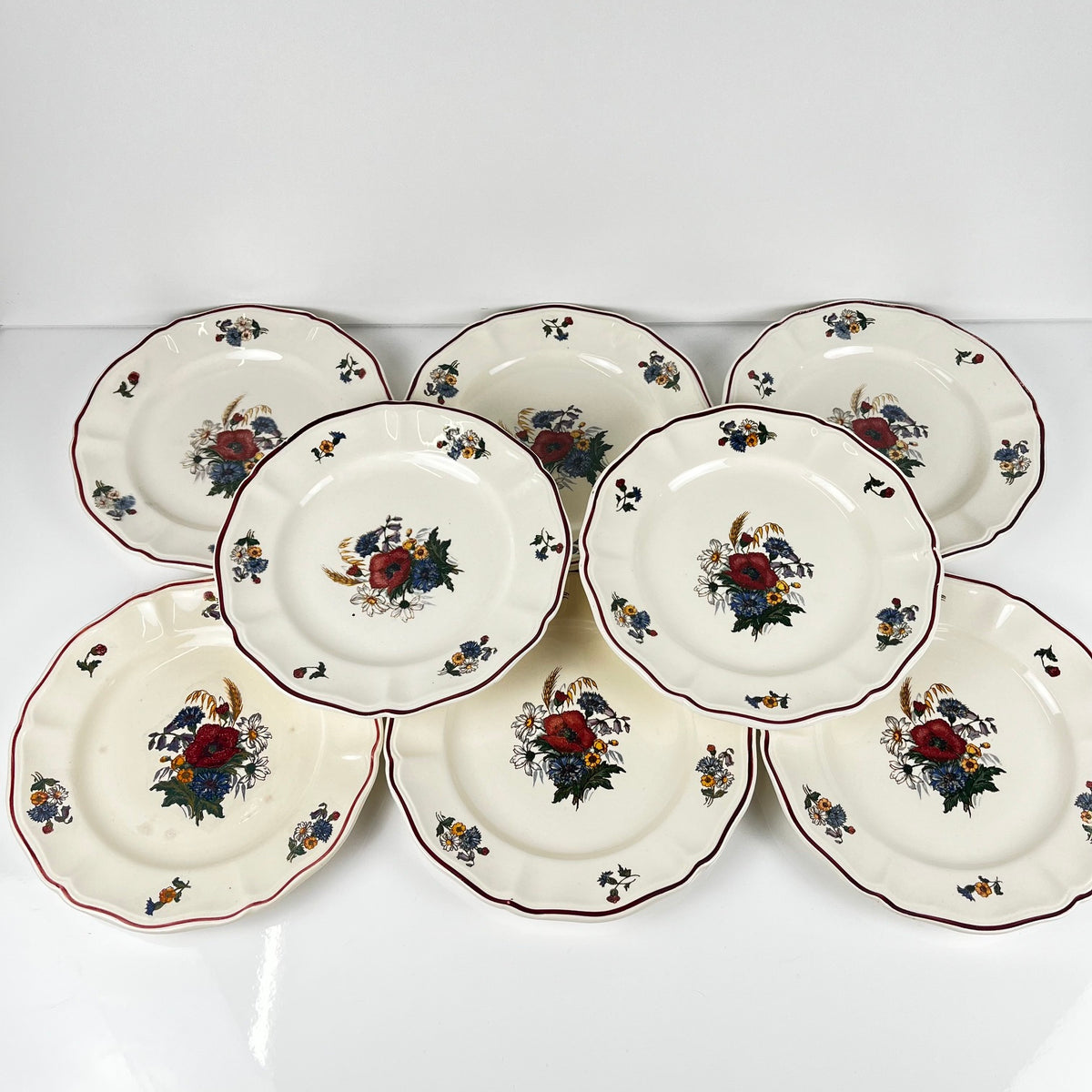 Lot de 8 assiettes à dessert "Agreste" Sarreguemines, XXe s.