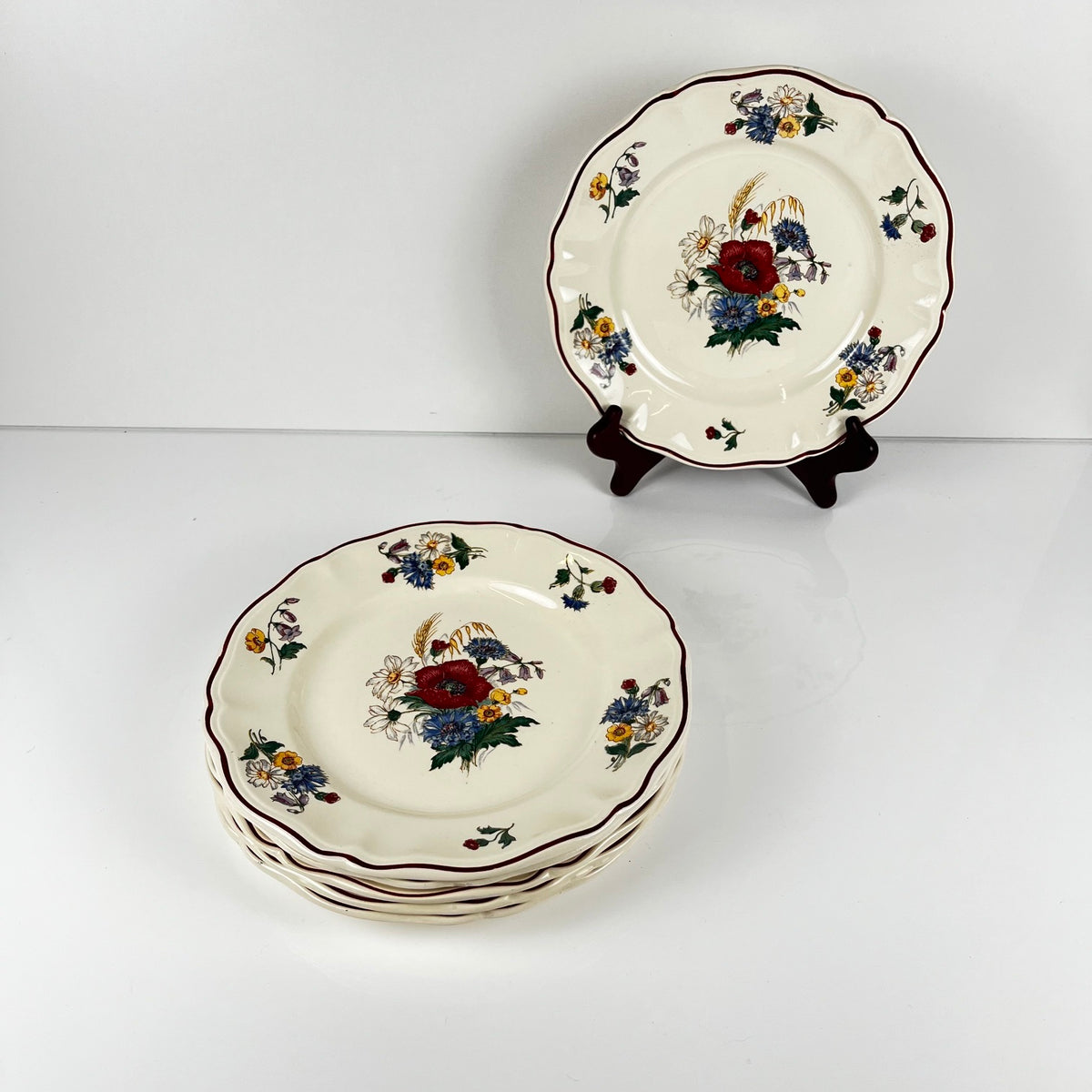 Lot de 6 assiettes plates "Agreste" Sarreguemines, XXe s.
