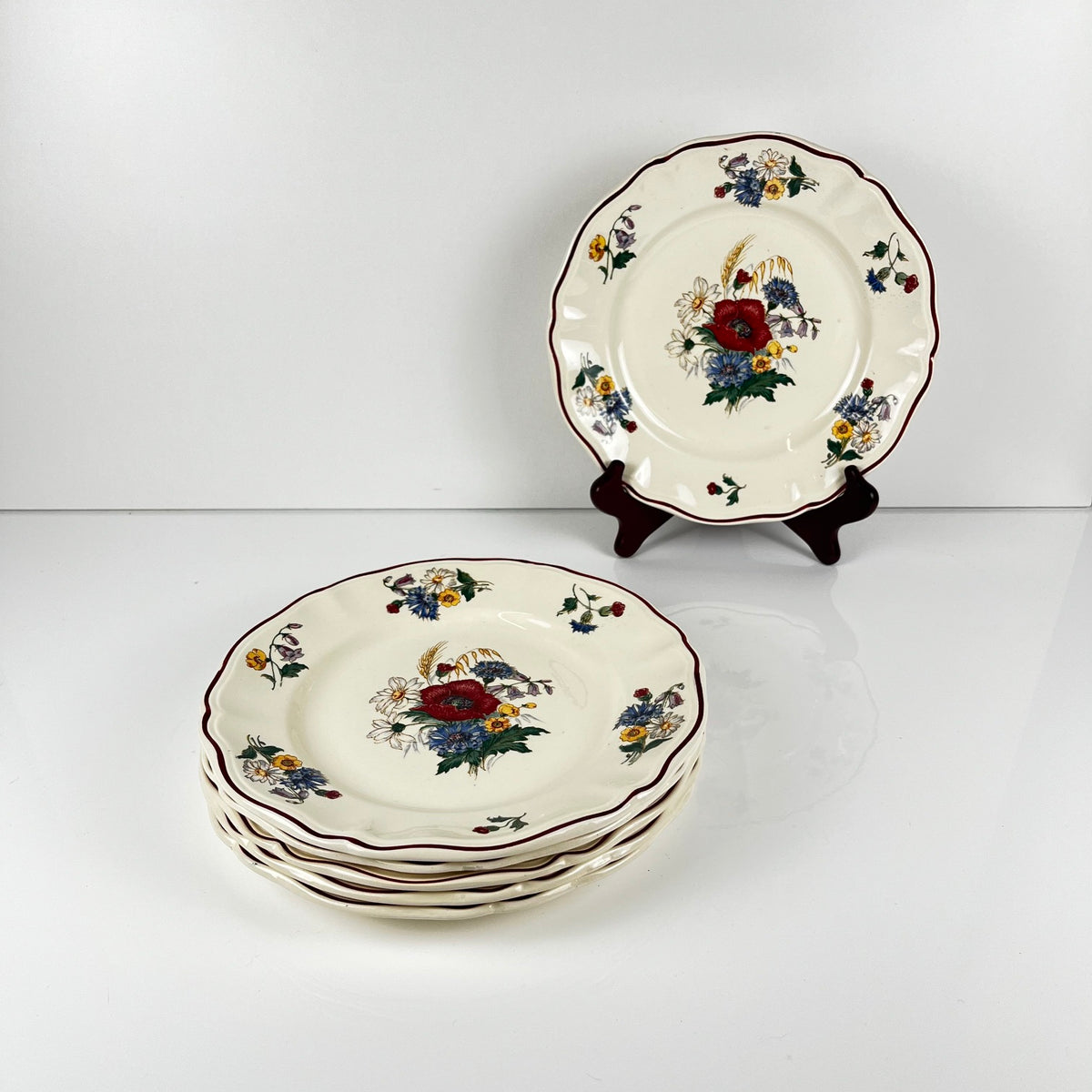 Lot de 6 assiettes plates "Agreste" Sarreguemines, XXe s.