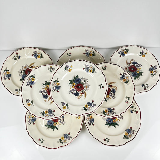 Lot de 8 assiettes plates "Agreste" Sarreguemines, XXe s.