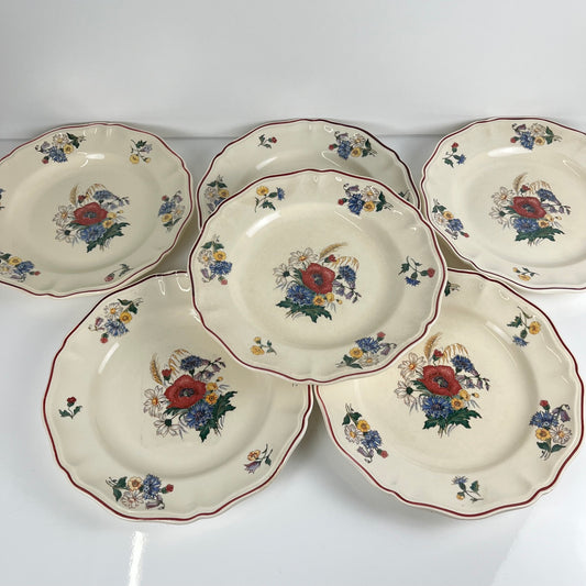 Lot de 6 assiettes plates / semi-creuses "Agreste" Sarreguemines, XXe s.