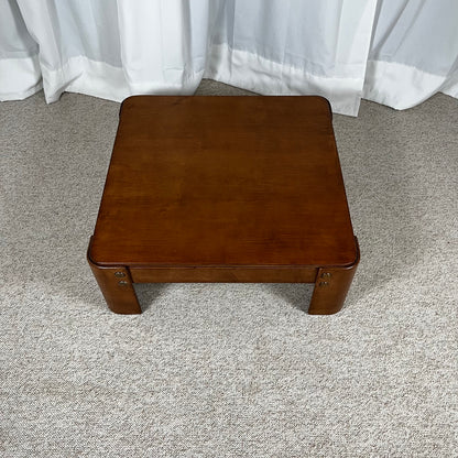 Modernist square coffee table in teak-stained beech veneer, 1970/80