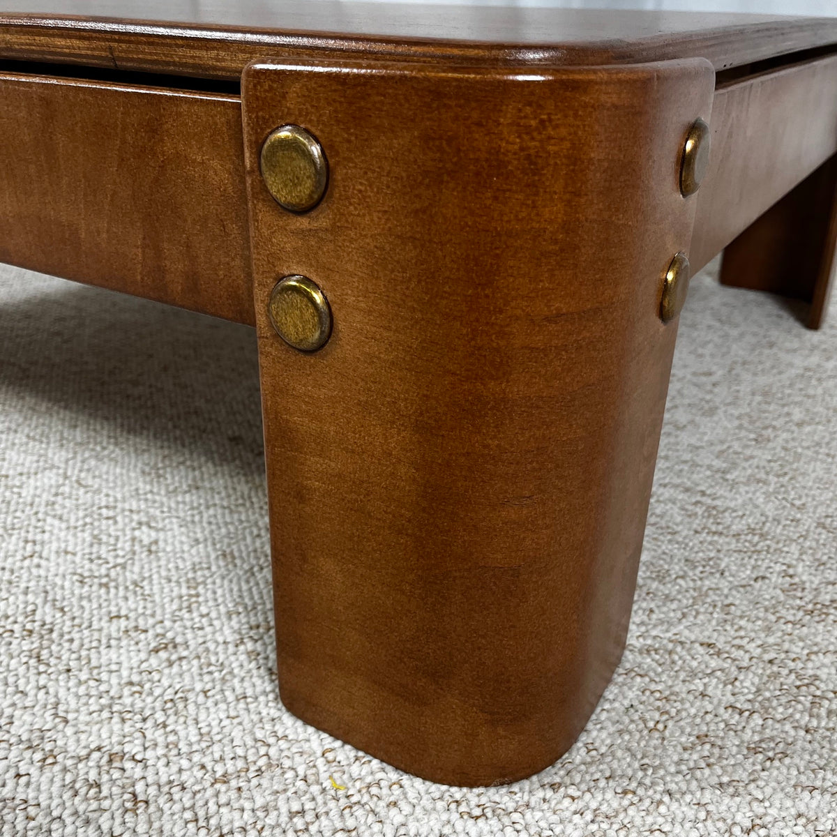 Modernist square coffee table in teak-stained beech veneer, 1970/80