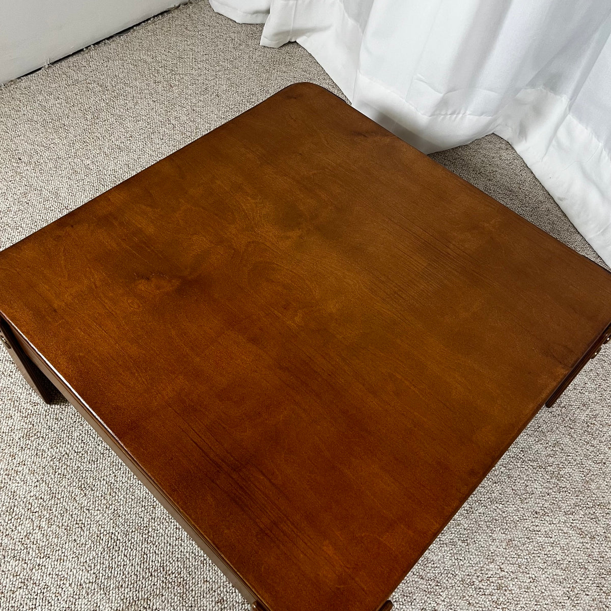 Modernist square coffee table in teak-stained beech veneer, 1970/80